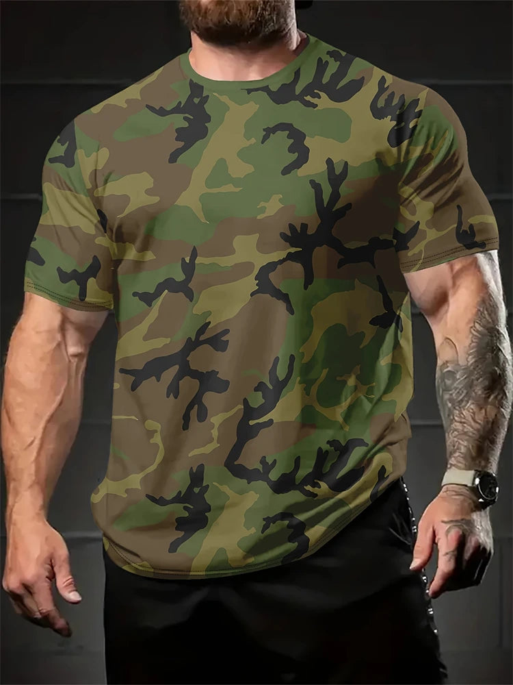 Hip-Hop Style Cartoon Bear Print T-Shirt Men’s Oversized Street Fashion Tee