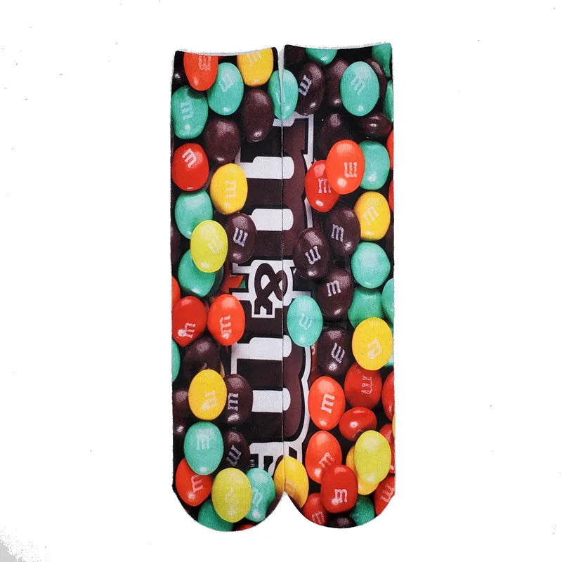 1 Pair Art Socks Potato Chips Knee High Socks Cotton Art Long