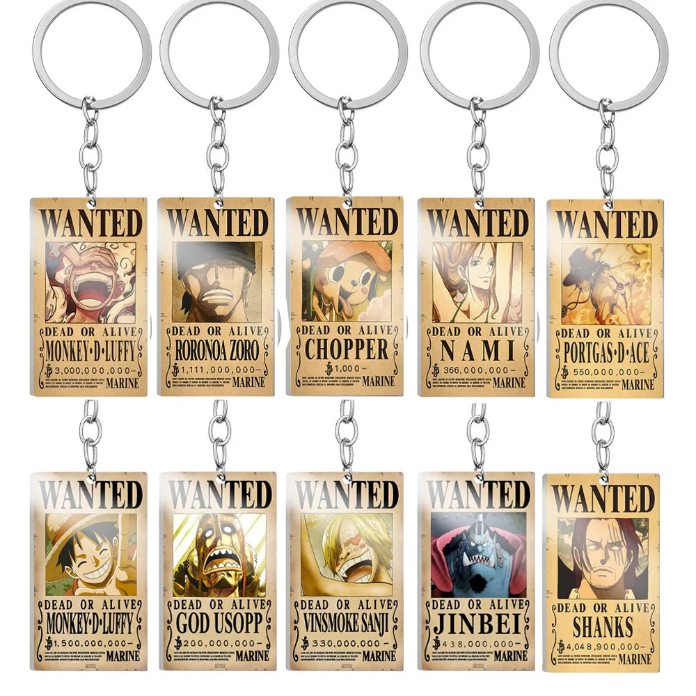 Anime One Piece Metal Keychain Accessories Cartoon Action Figures
