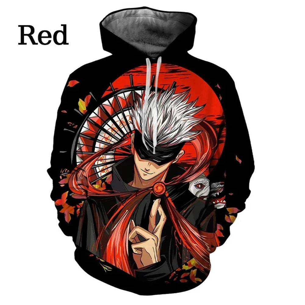 Neuer Anime Jujutsu Kaisen 3D-Druck-Hoodie – Lässiger übergroßer Pullover für Männer und Frauen