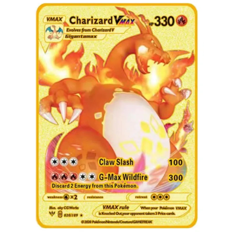 Pokemon Englische Metallkarte Anime-Sammelkarte Kinderspielzeug