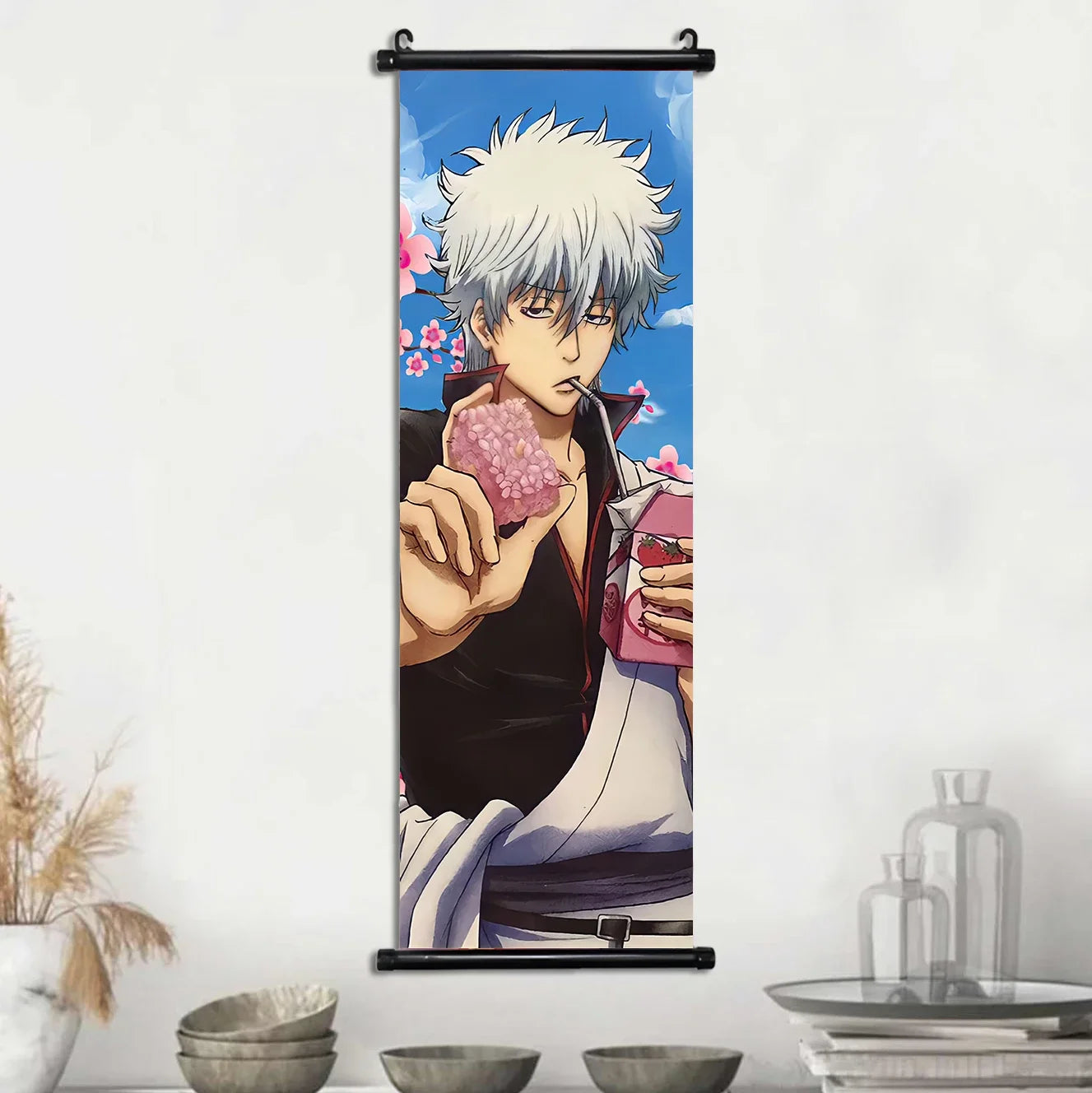 Gintama Gintoki Hanging Scroll Canvas Wall Painting Home Decor Anime Poster Wall Art