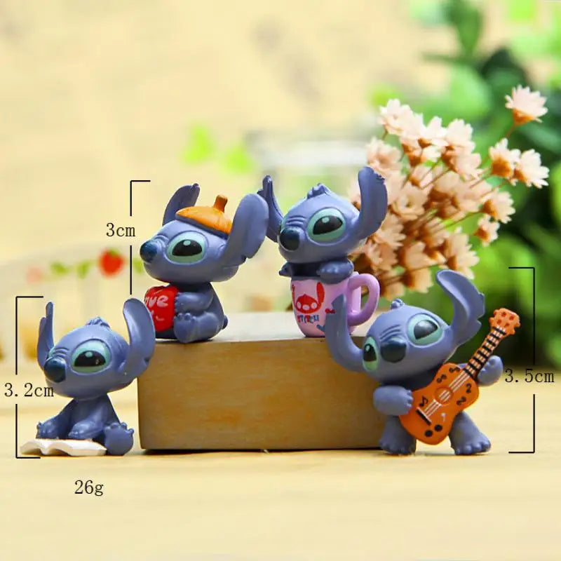 Heiße 4-teiliges Set Mini Stitch Figur Spielzeug Set Anime Stitch Action Spielzeug