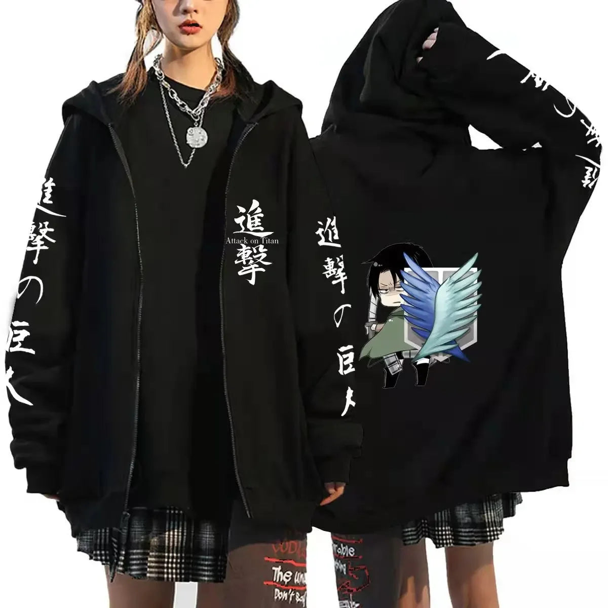 Attack on Titan Anime Hoodie mit Reißverschluss – Europäischer und amerikanischer Sportmantel, Rollenspielkleid für Herren