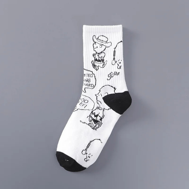 Frühling & Herbst INS Tide Cartoon Tube Socken – Dünne Baumwoll-Sportsocken für Damen & Herren