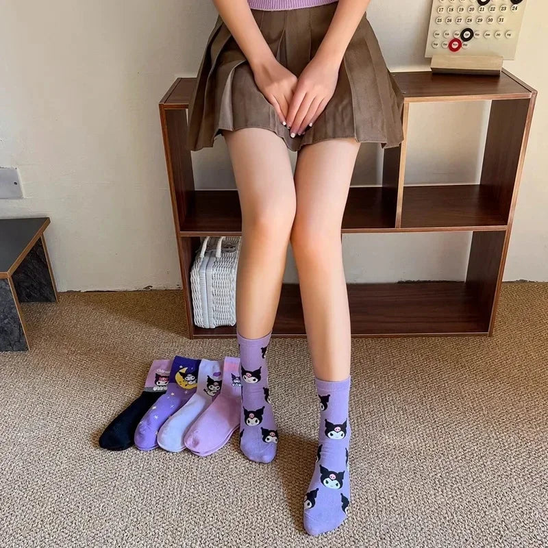 Koreanischer Frühlings- und Sommer-Cartoon-Studentensocken aus weicher Baumwolle, 5-teiliges Set mit Animationsderivat, auffälliges, atmungsaktives Netzgewebe