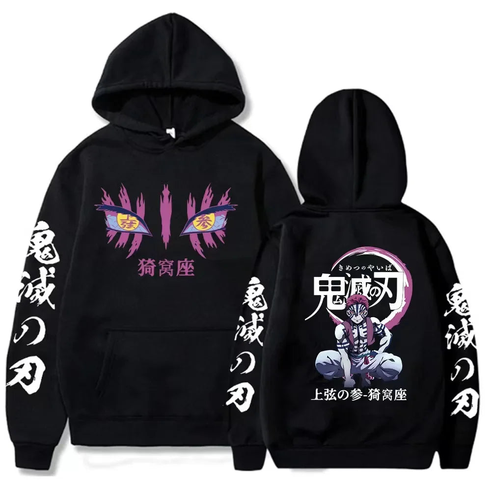 Anime Demon Slayer Hoodies Kamado Nezuko Print Unisex Plus Size Round Neck Streetwear Pullover Top for Men and Women