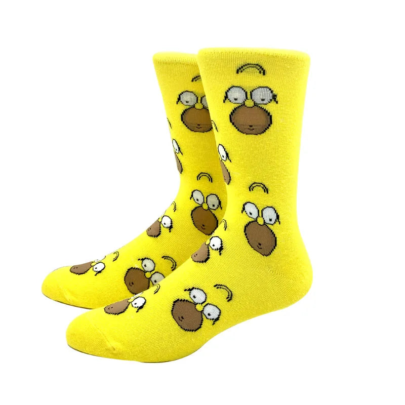 1 Pair The Simpsons Harajuku Socks – Cartoon Middle Tube Cotton for Men & Women