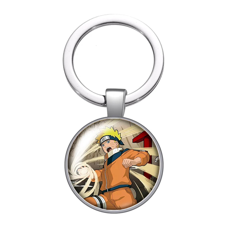 MINISO Naruto Anime Uzumaki Kakashi Uchiha Foto Glas Cabochon Schlüsselanhänger Tasche Auto Schlüsselanhänger Ringhalter