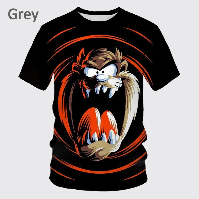 T-shirt classique à col rond avec motif de dessin animé 3D