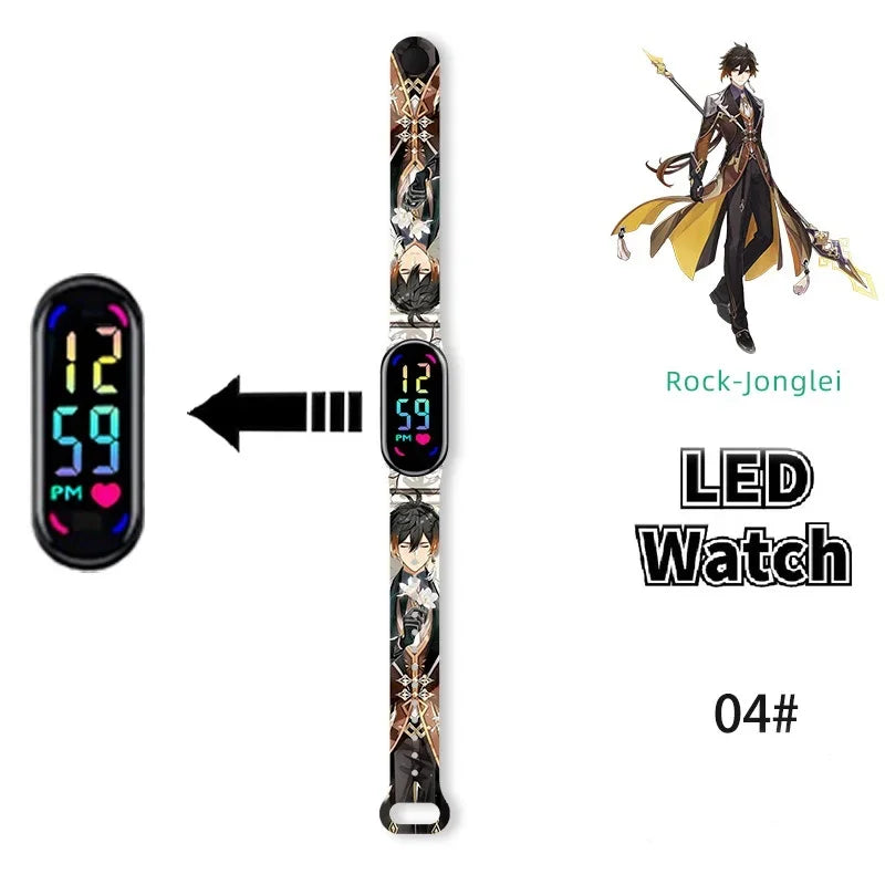 Pokémon & Demon Slayer LED-Uhr – Tanjirou & Nezuko Silikon-Touchscreen, wasserdicht, Sportgeschenk