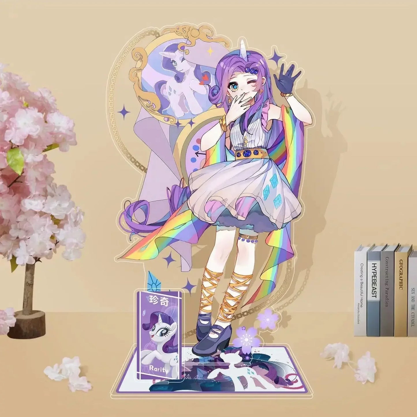 Support en acrylique Kawaii My Little Pony – Rainbow Dash, Twilight Sparkle et Rarity Décoration de bureau et cadeau de collection