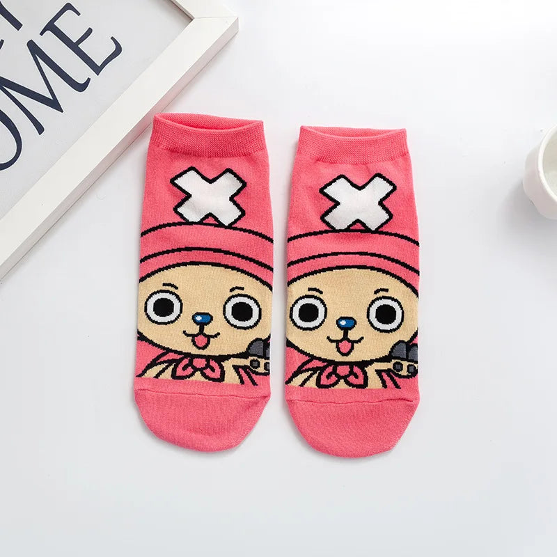 Chaussettes courtes Anime One Luffy Chopper en coton coloré et fin