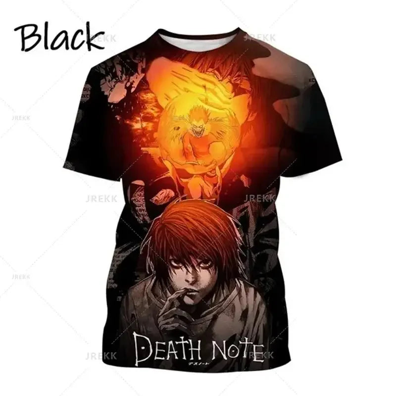 T-shirt d'été imprimé en 3D Death Note