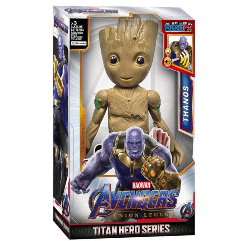 Figurine de super-héros de 30 cm – Thanos, Hulk, Spider-Man, Iron Man, Captain America, Thor et Black Panther avec son et lumière