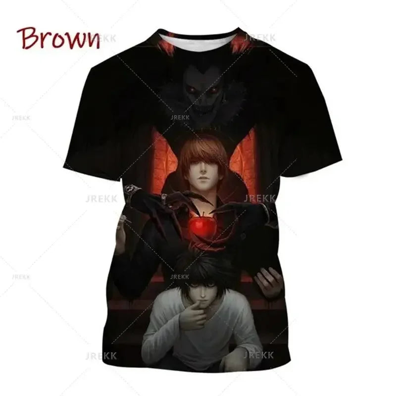 T-shirt d'été imprimé en 3D Death Note