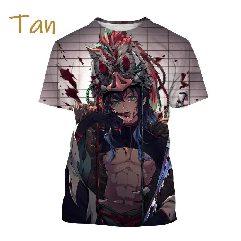 Demon Slayer 3D Print T-Shirt New Anime Fashion Harajuku Casual Street Tee