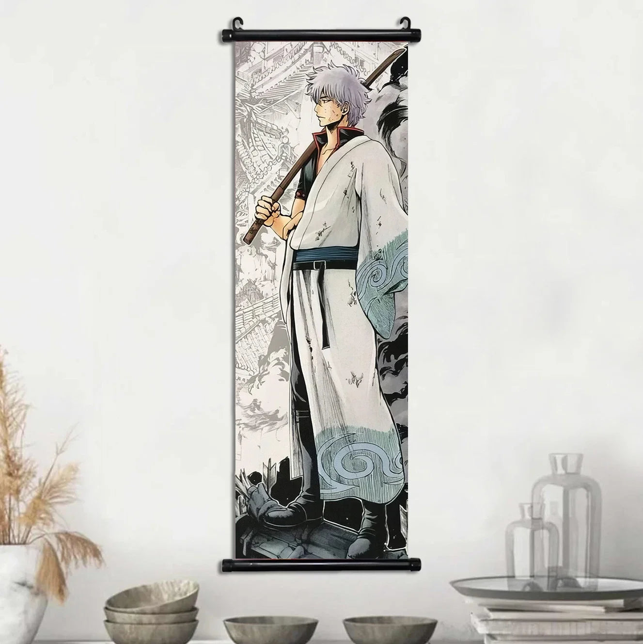 Gintama Gintoki Hanging Scroll Canvas Wall Painting Home Decor Anime Poster Wall Art