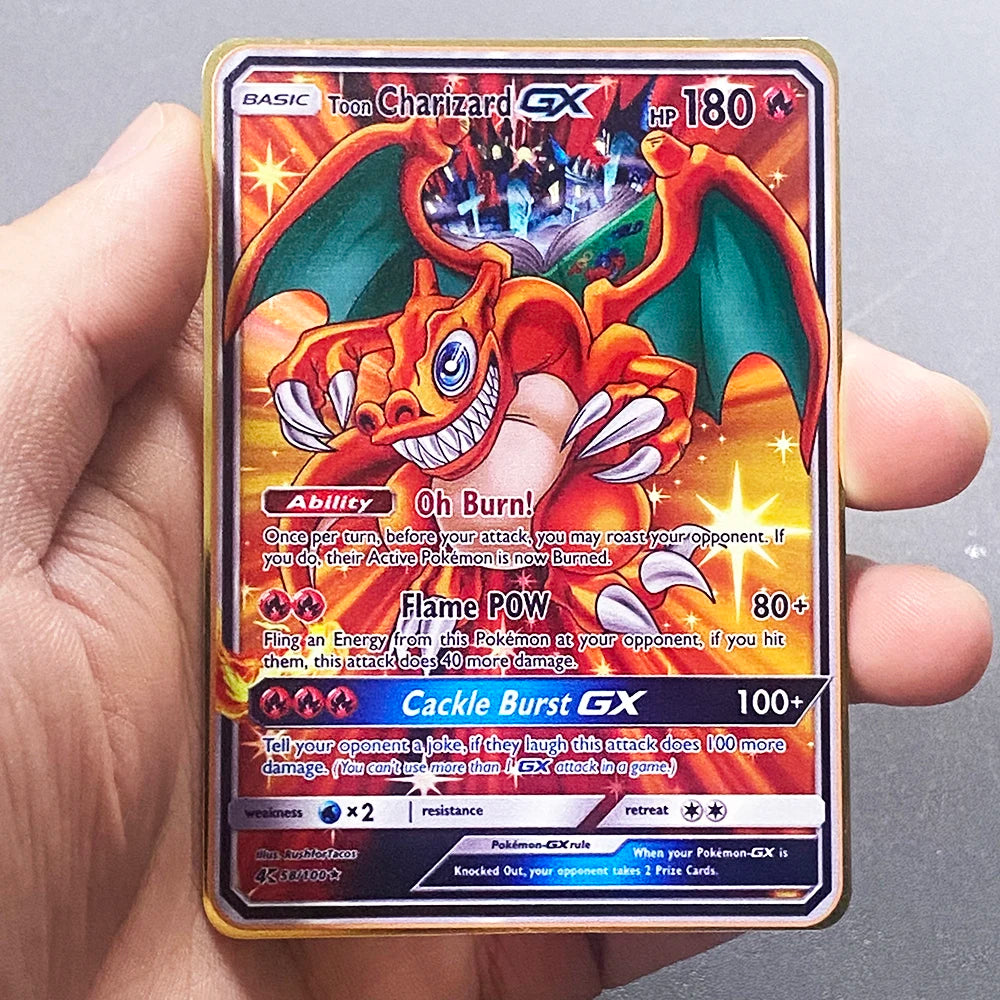 Pokemon Metall Karten Englisch Anime Pikachu Charizard Vmax GX V Buchstaben Spiel Sammlung Karte Kind