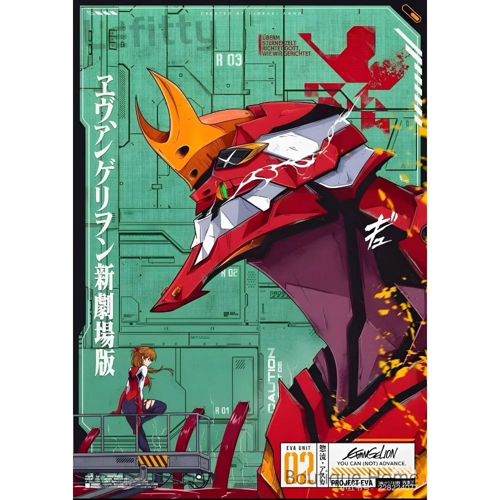 Anime N-Neon G-Genesis E-Evangelions Cooles Poster, klebrige Wandkunst, wasserdichte Heimdekoration