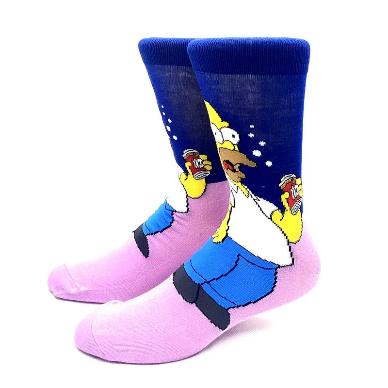 1 Pair The Simpsons Harajuku Socks – Cartoon Middle Tube Cotton for Men & Women