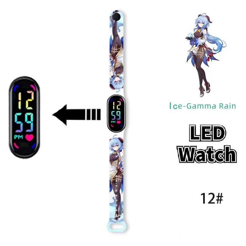 Pokémon & Demon Slayer LED-Uhr – Tanjirou & Nezuko Silikon-Touchscreen, wasserdicht, Sportgeschenk