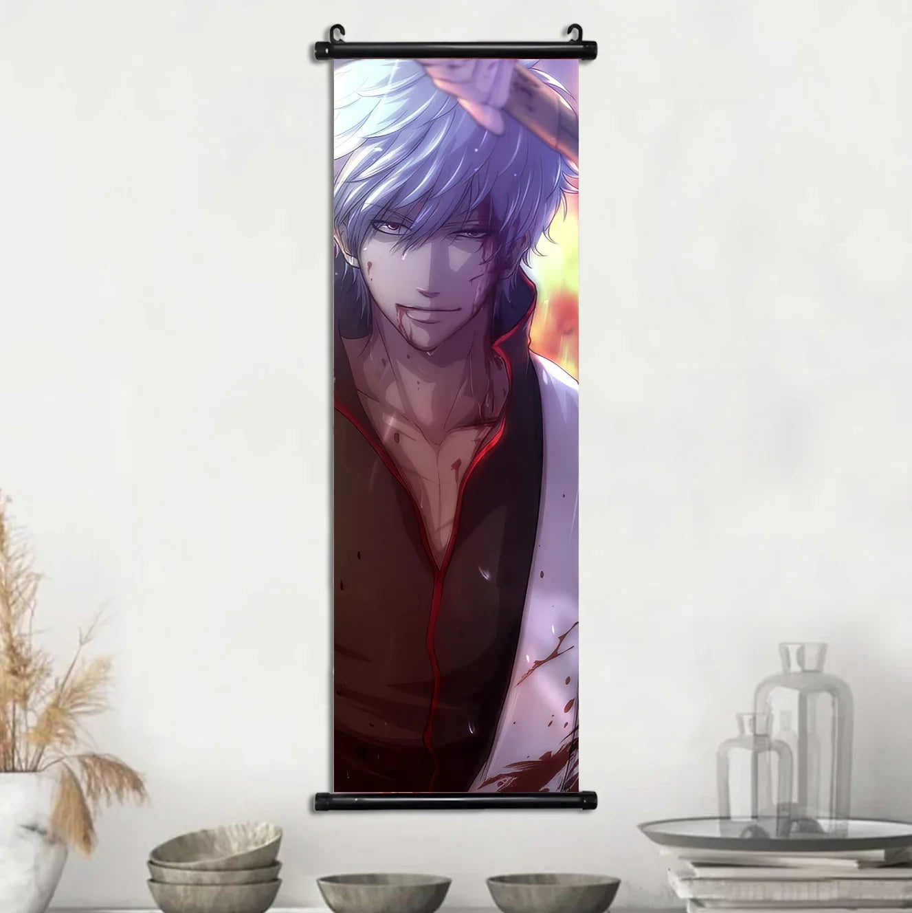 Gintama Gintoki Hanging Scroll Canvas Wall Painting Home Decor Anime Poster Wall Art