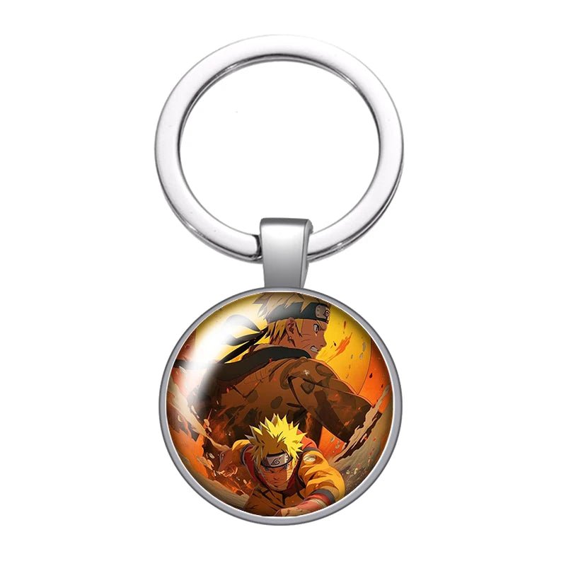 MINISO Naruto Anime Uzumaki Kakashi Uchiha Foto Glas Cabochon Schlüsselanhänger Tasche Auto Schlüsselanhänger Ringhalter