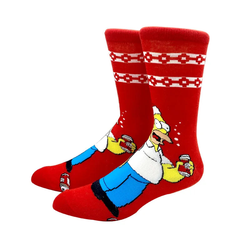 1 Pair The Simpsons Harajuku Socks – Cartoon Middle Tube Cotton for Men & Women