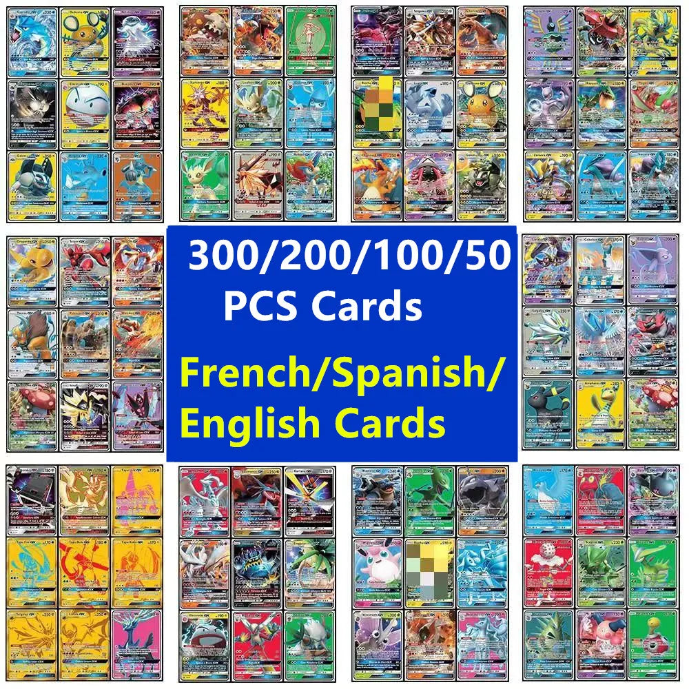 5–300 Stück Pokemon-Karten in Französisch und Englisch, mit 300 Gx, 360 V Max, VMAX, 100 Tag Team