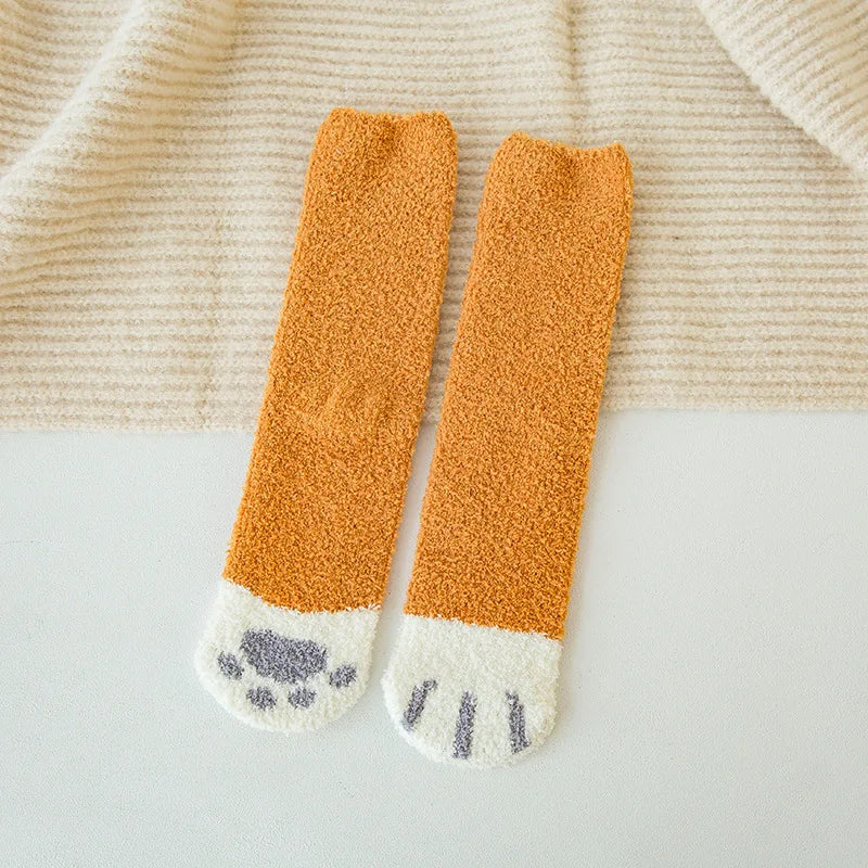 Korallensamt-Katzenkrallensocken – Verdickte Mitte