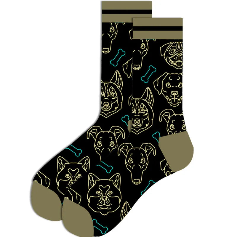 Lustige Streetwear-Socken in großen Größen – Cartoon-Tier- und Obstdesigns, Hip-Hop-Baumwolle