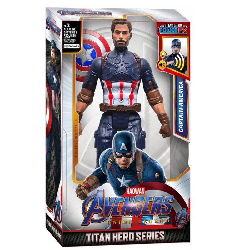 Figurine de super-héros de 30 cm – Thanos, Hulk, Spider-Man, Iron Man, Captain America, Thor et Black Panther avec son et lumière