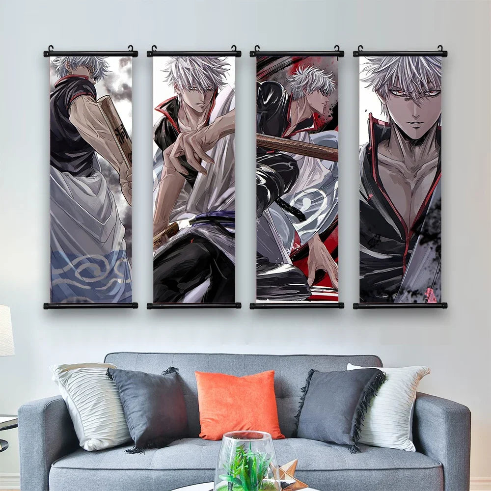 Gintama Gintoki Hanging Scroll Canvas Wall Painting Home Decor Anime Poster Wall Art