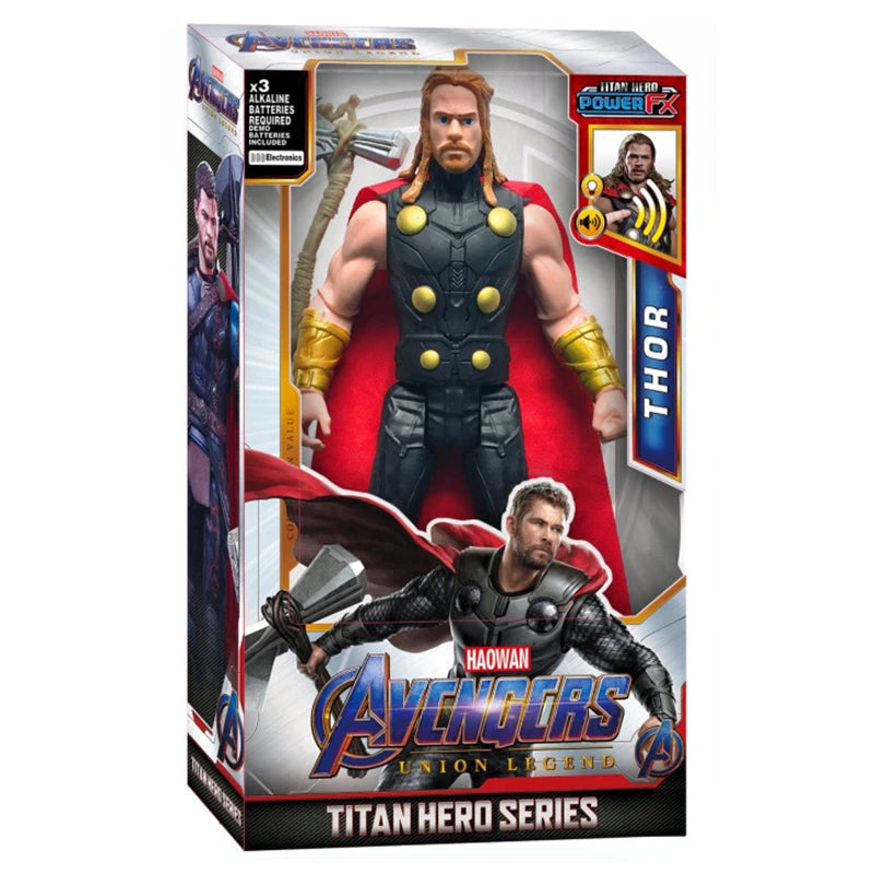 Figurine de super-héros de 30 cm – Thanos, Hulk, Spider-Man, Iron Man, Captain America, Thor et Black Panther avec son et lumière