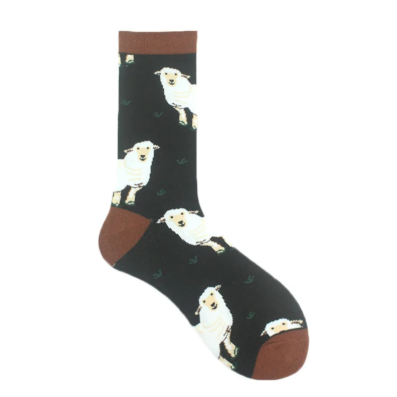 Fröhliche, lustige Unisex-Socken – Medizinische Zähne und Schafmuster, Hip-Hop-Skateboard-Stil