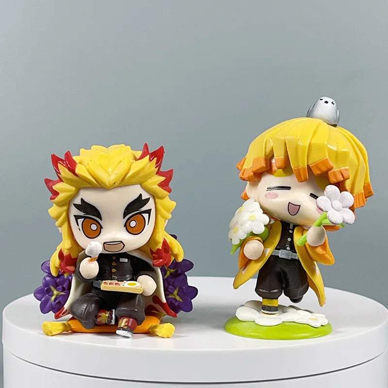 Figurines de dessin animé Demon Slayer, 9cm, Tanjirou Nezuko Zenitsu Kyoujurou Kanroji, jouets d'action