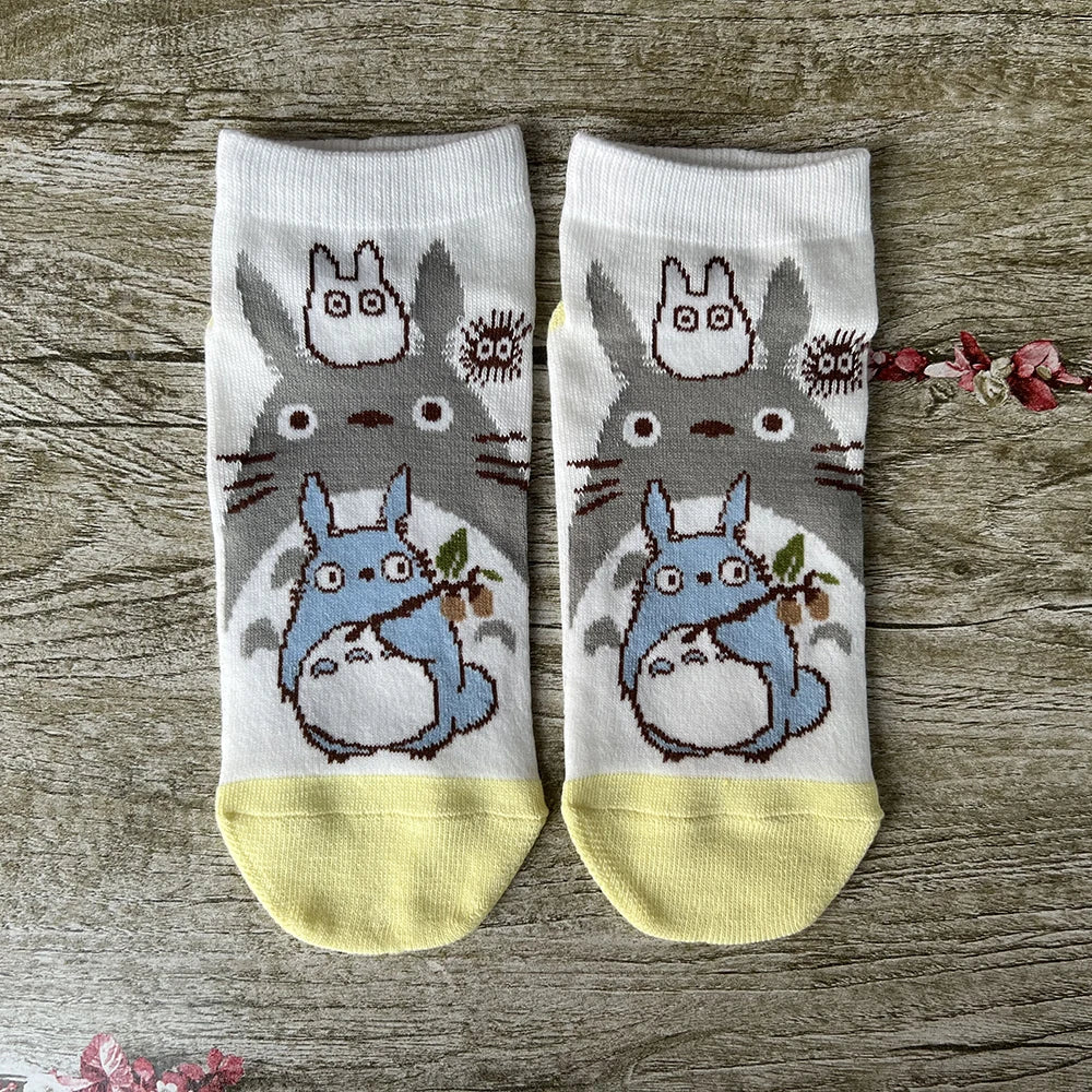 Anime Big Cat & Calcifer Socken – Halbtransparentes Cartoon-Design