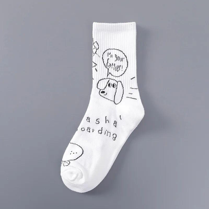Frühling & Herbst INS Tide Cartoon Tube Socken – Dünne Baumwoll-Sportsocken für Damen & Herren