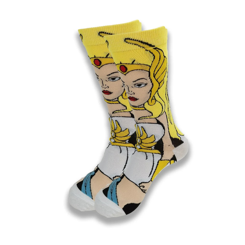 Lustige Socken mit Cartoon-Anime-Print – Personalisierter atmungsaktiver Baumwoll-Hip-Hop-Stil für Männer und Frauen