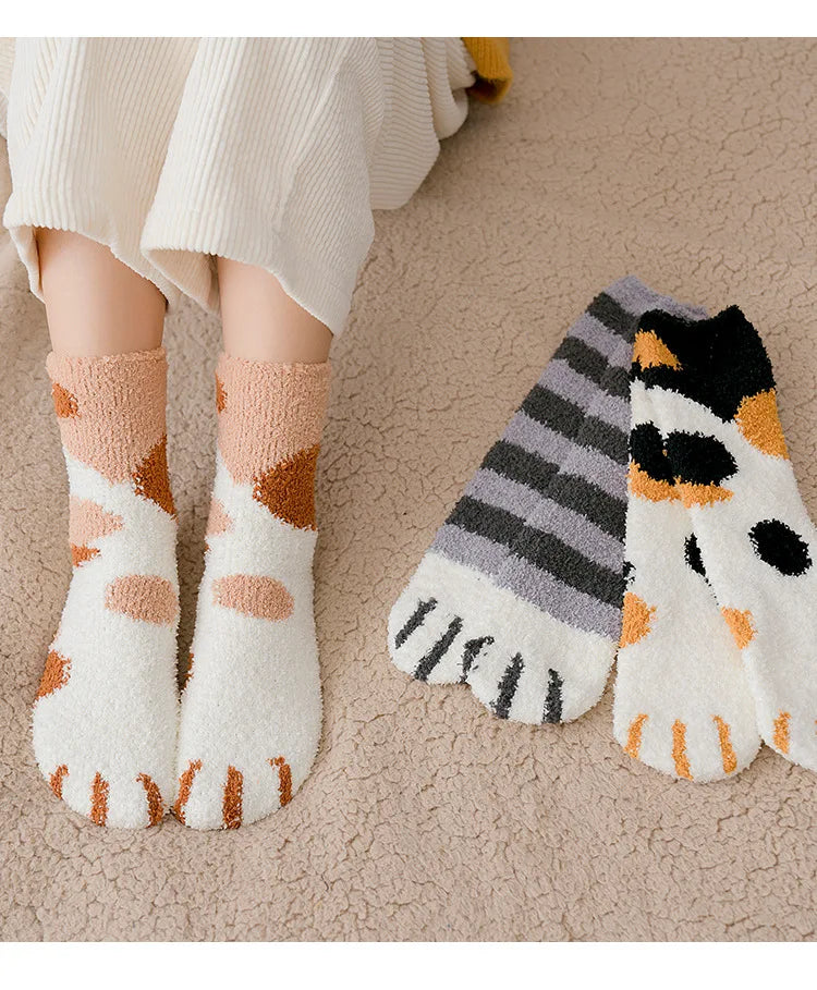 Korallensamt-Katzenkrallensocken – Verdickte Mitte