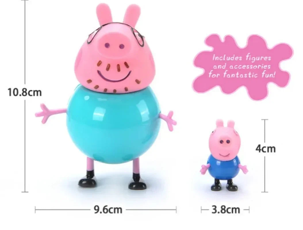 4-teiliges Peppa Pig Family Actionfiguren – George, Mama und Papa Partyspielzeug als Geschenk für Kinder