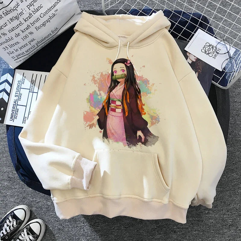 Kimetsu No Yaiba Sweatshirt – Anime Demon Slayer Hoodie mit Tanjiro & Nezuko, Harajuku Kawaii Style