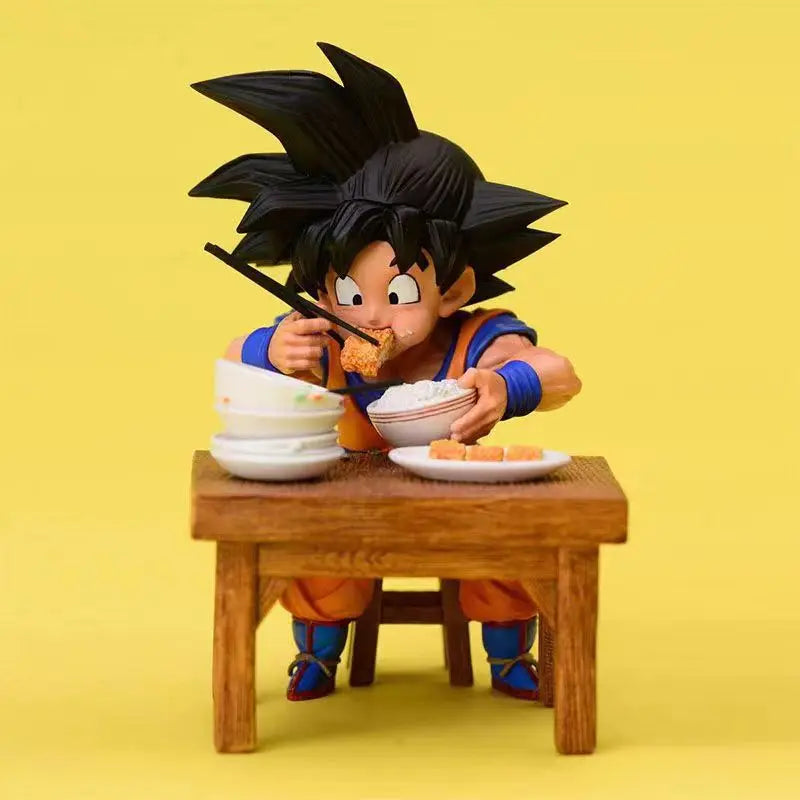 8 cm große Dragon Ball Z-Figuren – Vegeta, Goku, Krillin und Android 18, Essszene, PVC-Modell, Spielzeuggeschenk