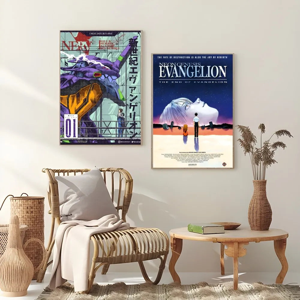 Anime N-Neon G-Genesis E-Evangelions Cooles Poster, klebrige Wandkunst, wasserdichte Heimdekoration