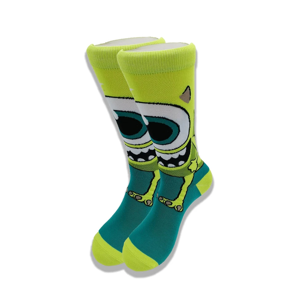Lustige Socken mit Cartoon-Anime-Print – Personalisierter atmungsaktiver Baumwoll-Hip-Hop-Stil für Männer und Frauen