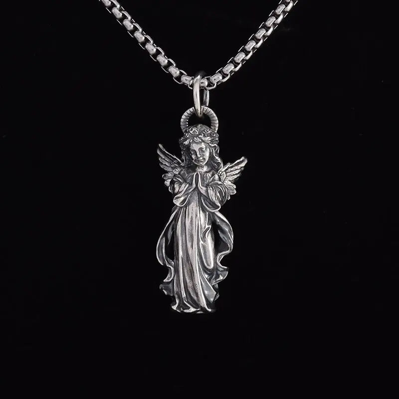 Versilberte Halskette mit Anime-Mecha-Girl-Anhänger – trendiger Hip-Hop-Rock-Punk-Schmuck für Männer und Frauen | Geschenkidee