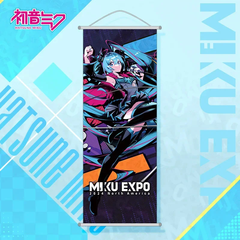 New Bandai Hatsune Miku 2D Peach Skin Scroll Anime Paintings Wall Decoration 25*70cm