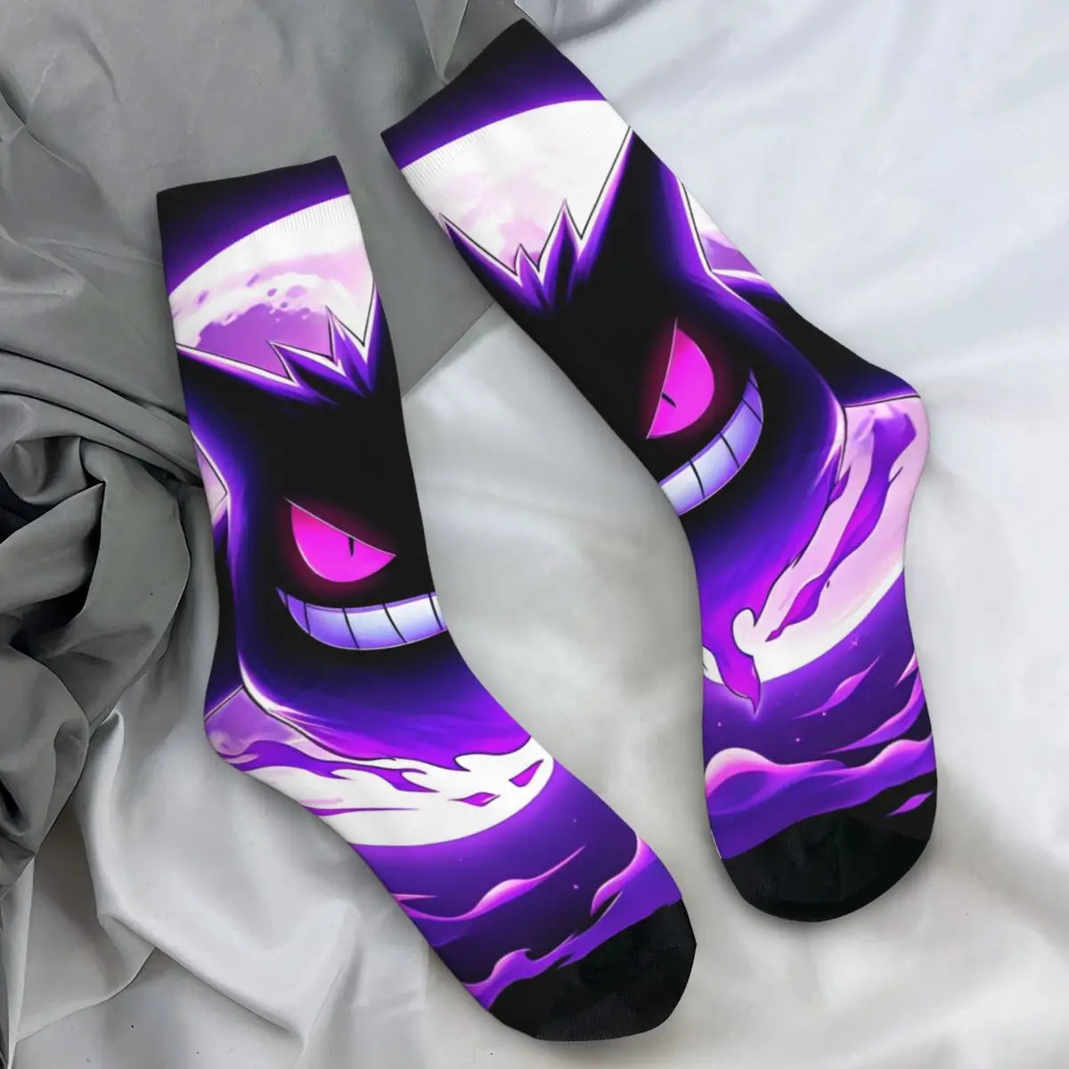 Japanische Anime Pokémon Gengar Socken – trendige, rutschfeste, atmungsaktive Radstrümpfe für Männer und Frauen