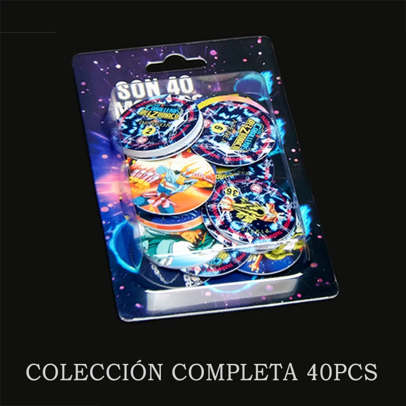 Lote De Tazos Los Caballeros Del Zodiaco New Complete Collection 40/40 Sabritas Vintage Tasos Cards